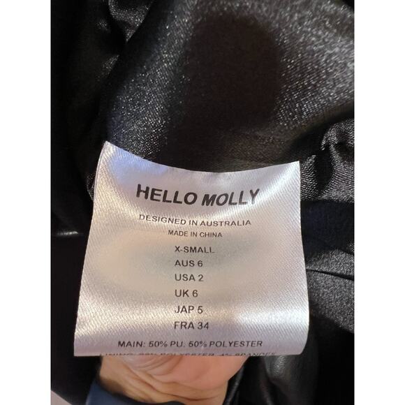 Hello Molly Faux Black Leather Dress Size 2 Long Sleeves EUC - Picture 4 of 6